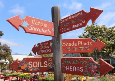 garden sign for soils herbs shade plants